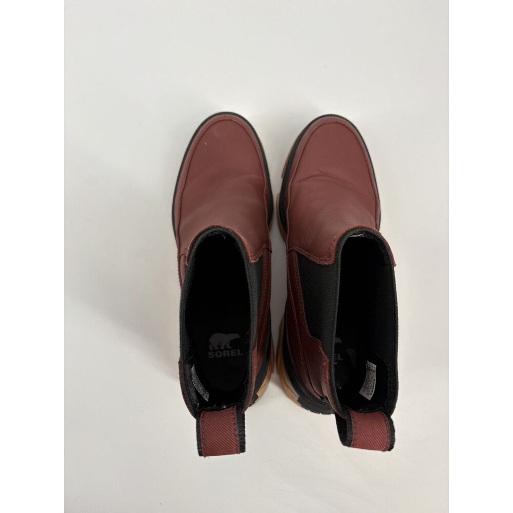 Sorel Brex Waterproof Burgundy Leather Chelsea Lug Sole Boots - Picture 5 of 6